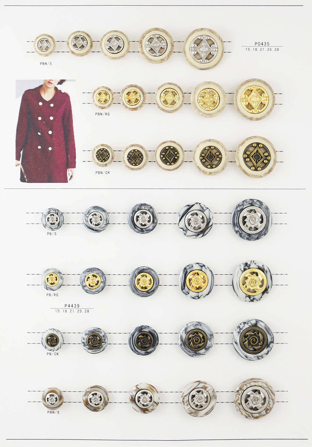 Clothing Buttons for Women's Garment. Combined Buttons Manufacturer