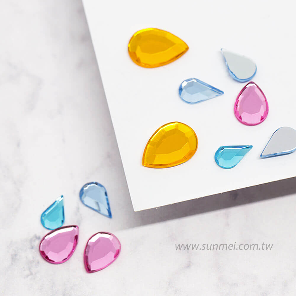 acrylic gemstones flat back drop pear shape