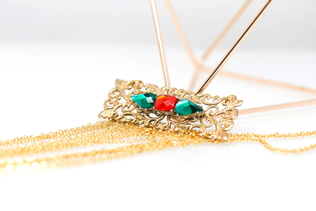 green and red rhinestones jewelry-1