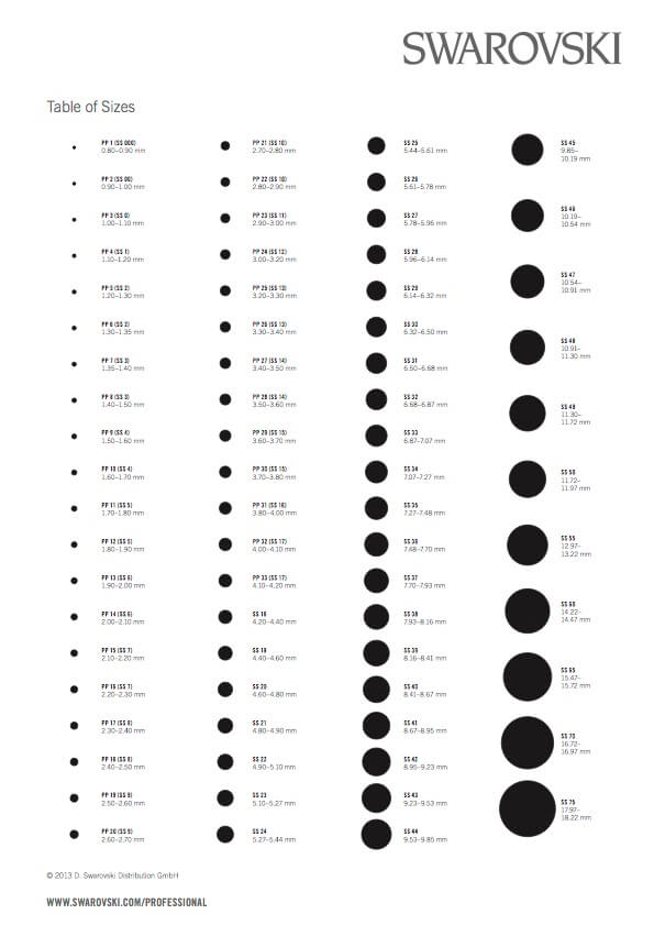 Rhinestone Shapes Chart