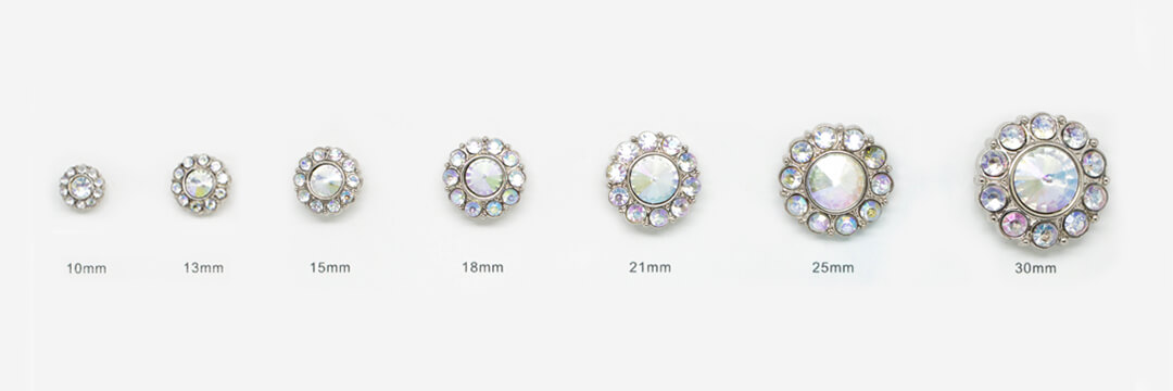 rhinestone buttons-3-button sizes