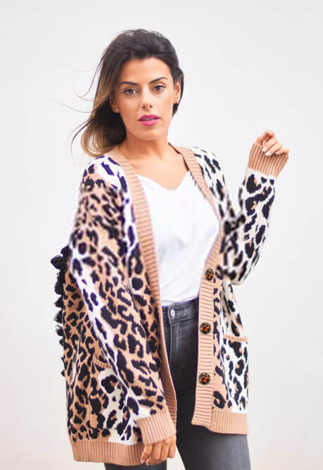 leopard cardigan with buttons up