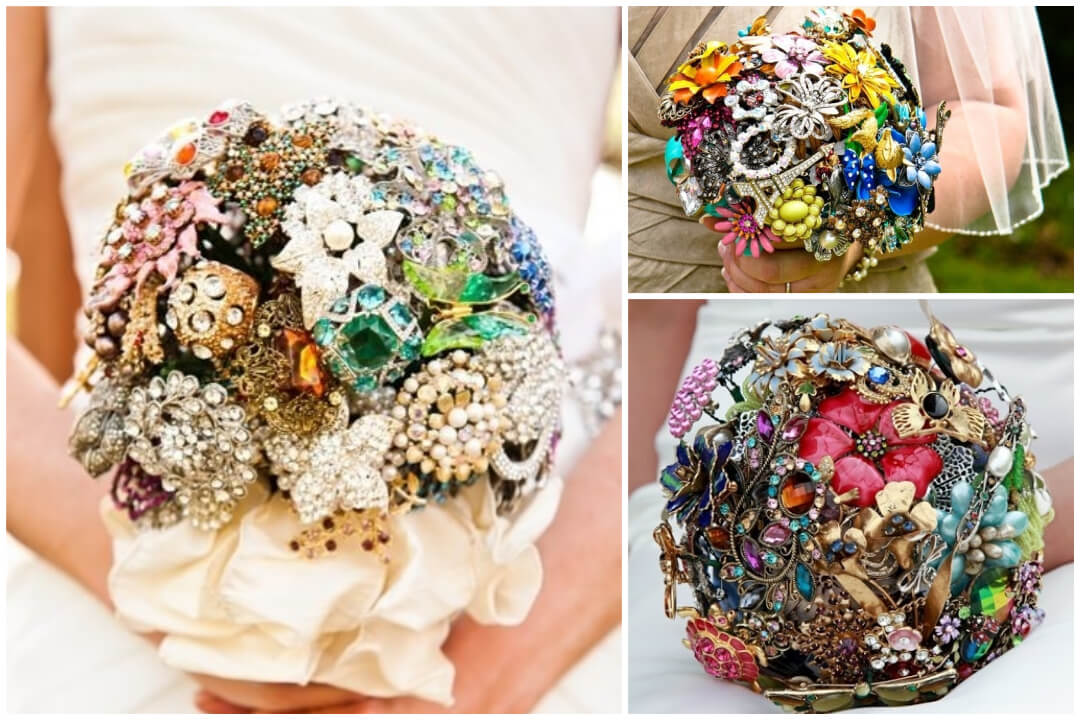 rhinestone bouquet ideas-2-Boho Brooch Bouquet