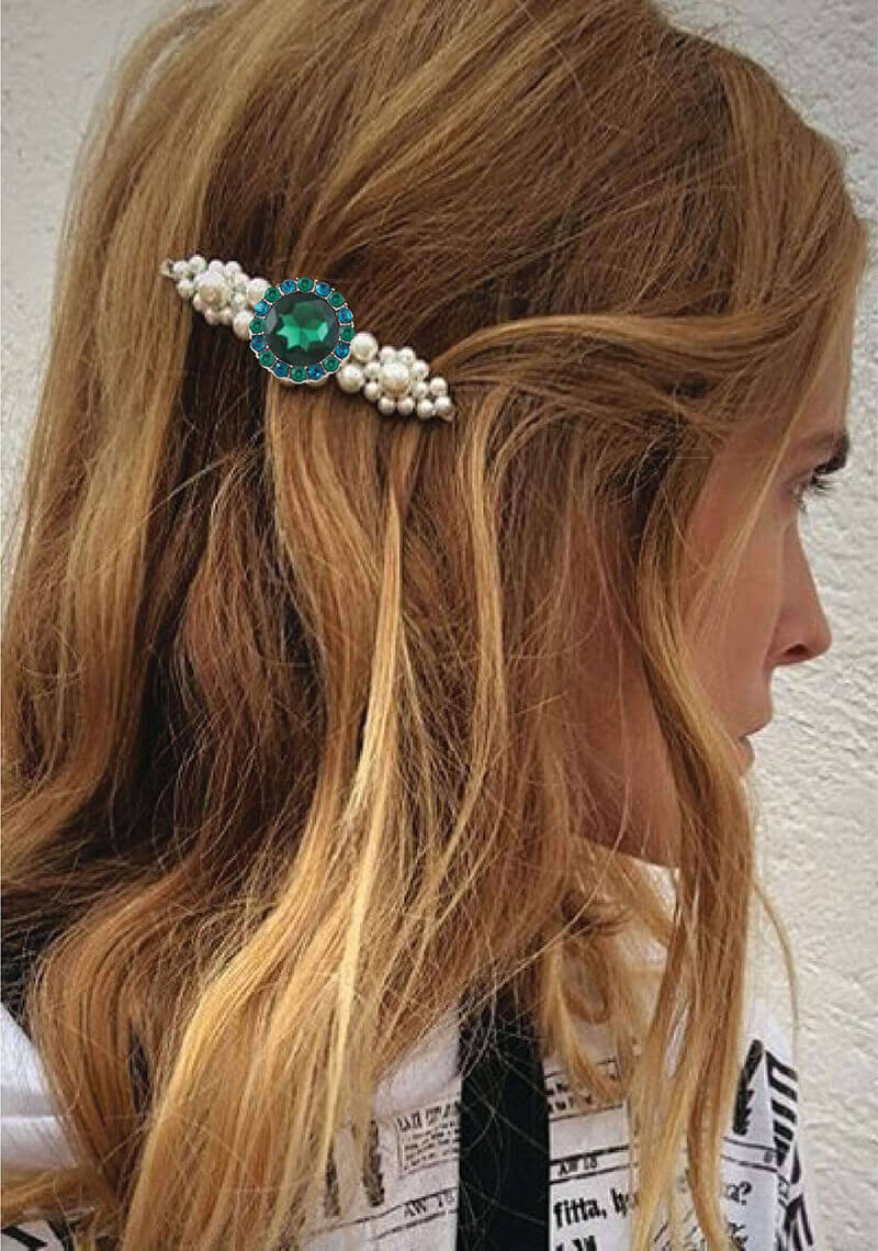 rhinestone buttons hair clip